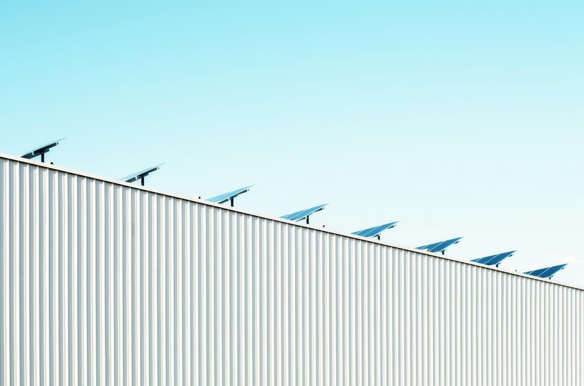 Warehouse rooftop with solar installation